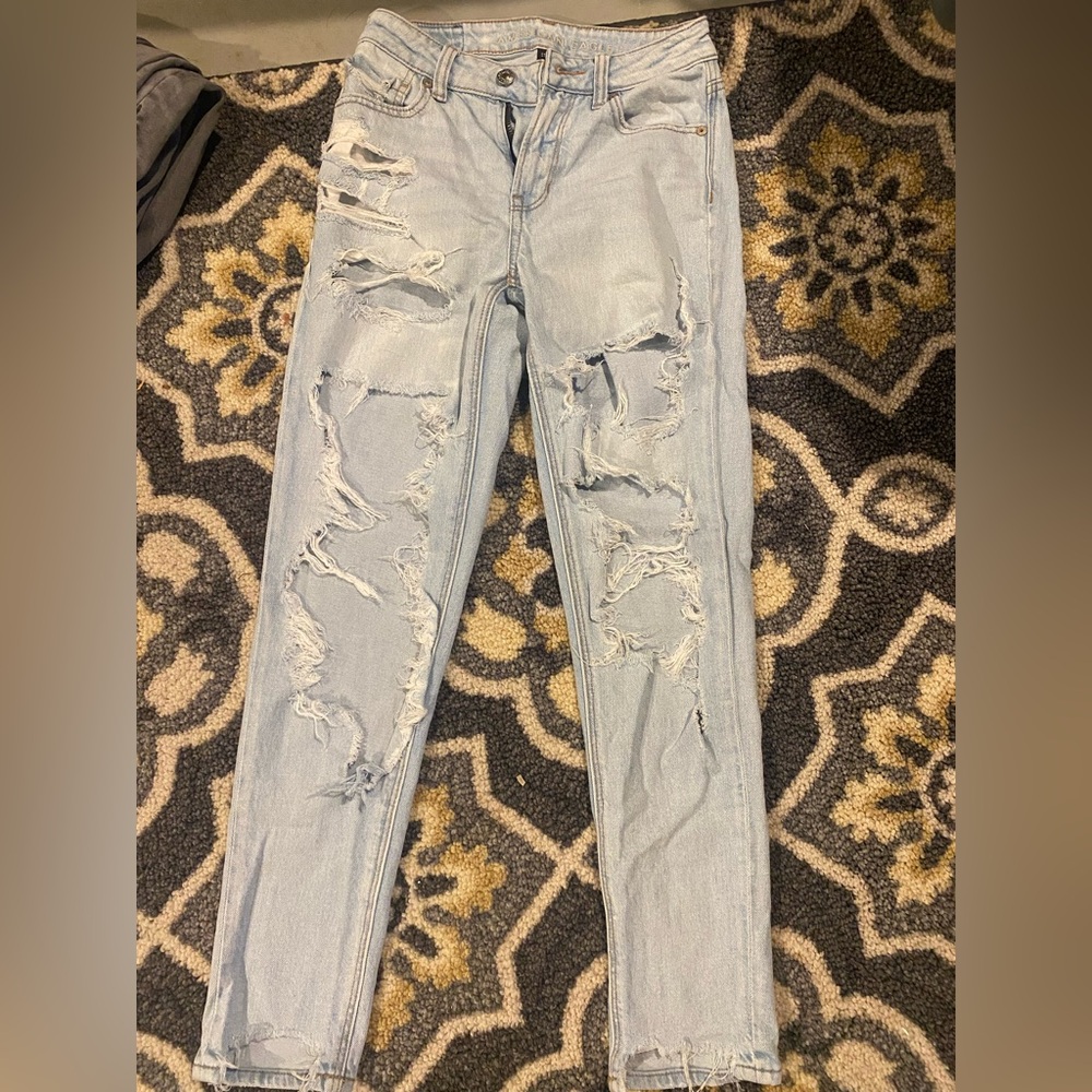 American Eagle Blue Skinny Distressed Jeans